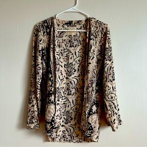 Chaser Boho Silk Printed Kimono Open Front Top Size: XS